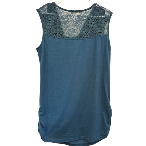 Mea Veaor Teal Lace Back Cowl Neck Sleeveless Tank Top Womens Blouse Sz XL - Picture 4 of 6